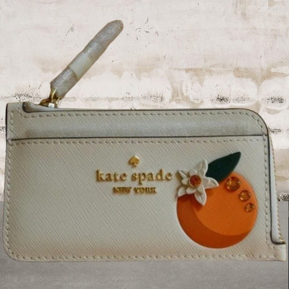 kate spade Accessories - NWT Kate Spade KC680 Jeweled Clementine Top Zip Card Holder